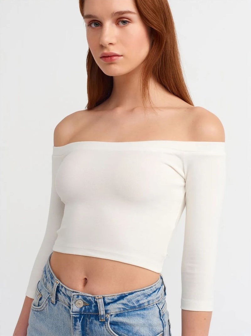 DILVIN Women’s Off-shoulder Crop Blouse - Image 4