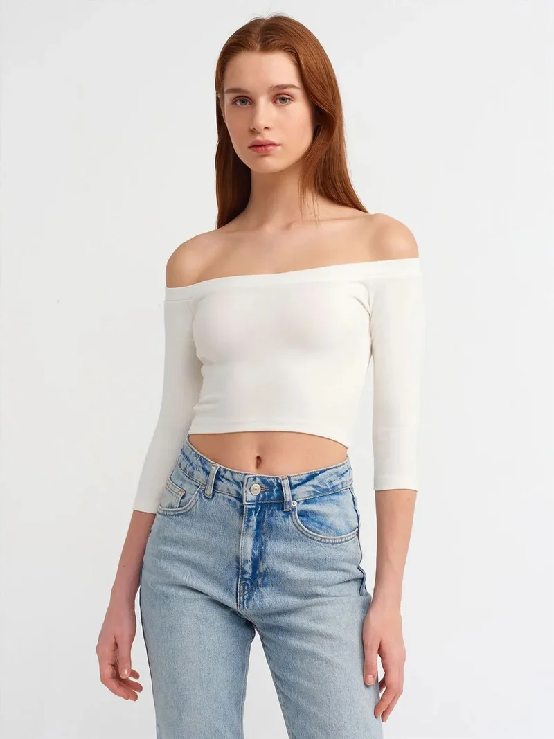 ديلفين DILVIN Women’s Off-shoulder Crop Blouse