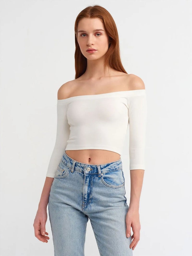DILVIN Women’s Off-shoulder Crop Blouse - Image 1