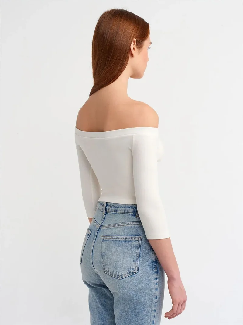 ديلفين DILVIN Women’s Off-shoulder Crop Blouse