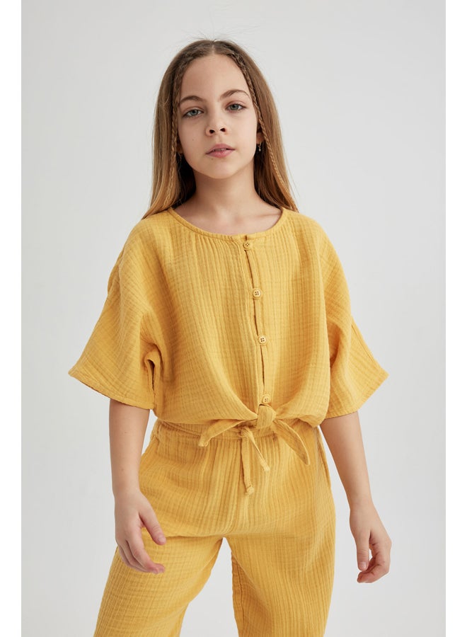 DeFacto Girl Woven Short Sleeve Blouse - Image 1