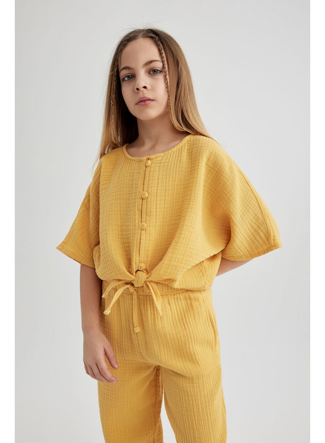 DeFacto Girl Woven Short Sleeve Blouse - Image 3