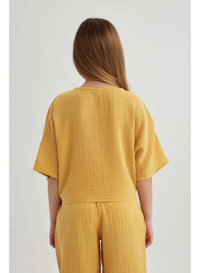 DeFacto Girl Woven Short Sleeve Blouse - Image 4