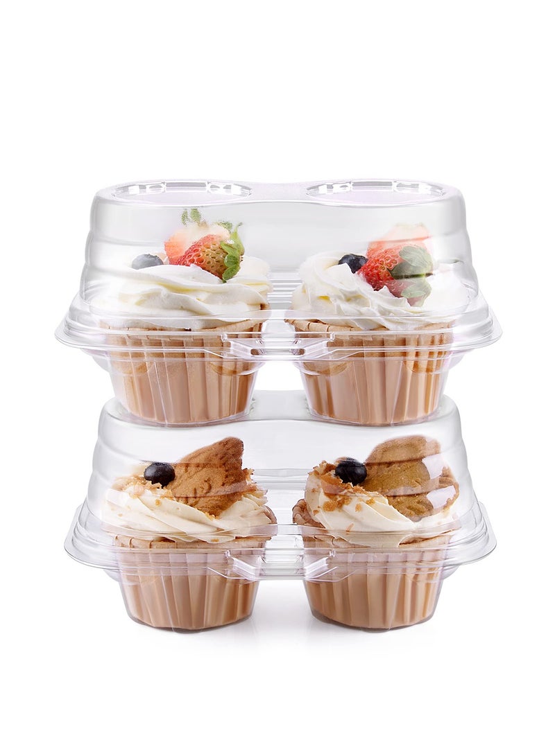Cupcake Boxes 2 Cavity -25 packs -Stackable Regular Cupcake Carrier Holder, Thicker Clear Cupcake Boxes, Non-slip High Topping Cupcake Containers for Cupcakes, Muffins (2 cavity) - Image 1