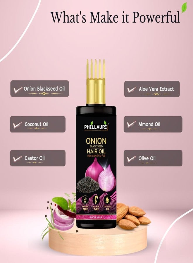Phillauri Onion Black seed Hair Oil - Onion Hair Oil For Hair Growth, Dandruff, and Hair Fall | (100ml Pack 5) | - Image 3
