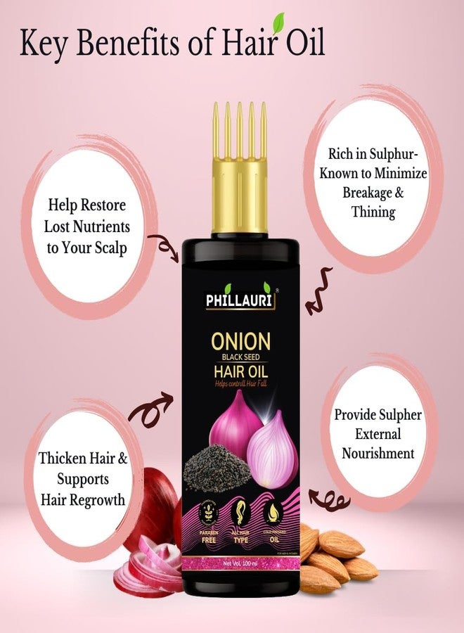 Phillauri Onion Black seed Hair Oil - Onion Hair Oil For Hair Growth, Dandruff, and Hair Fall | (100ml Pack 5) | - Image 4
