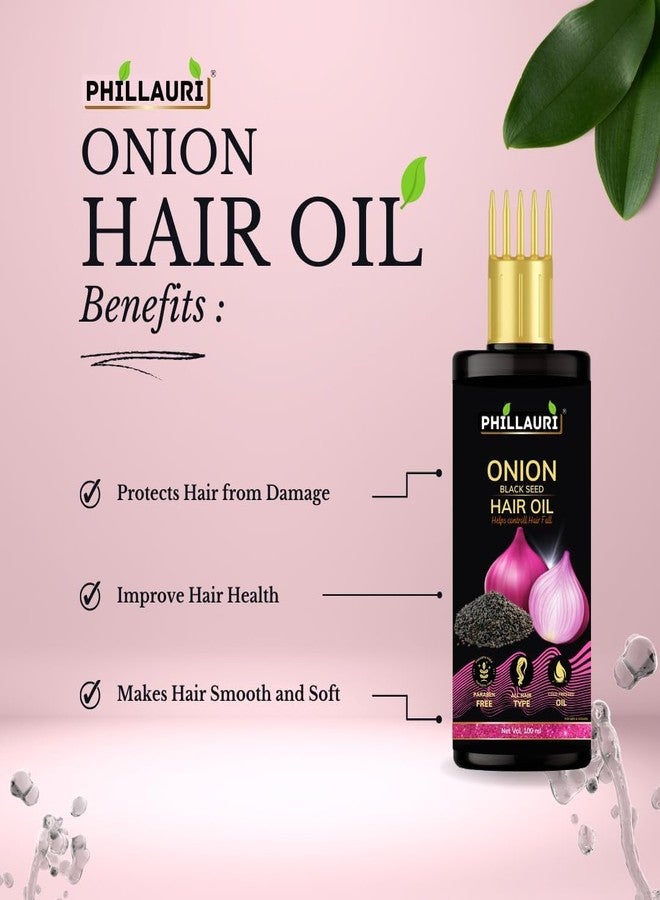 Phillauri Onion Black seed Hair Oil - Onion Hair Oil For Hair Growth, Dandruff, and Hair Fall | (100ml Pack 5) | - Image 2