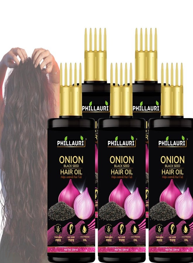 Phillauri Onion Black seed Hair Oil - Onion Hair Oil For Hair Growth, Dandruff, and Hair Fall | (100ml Pack 5) | - Image 1