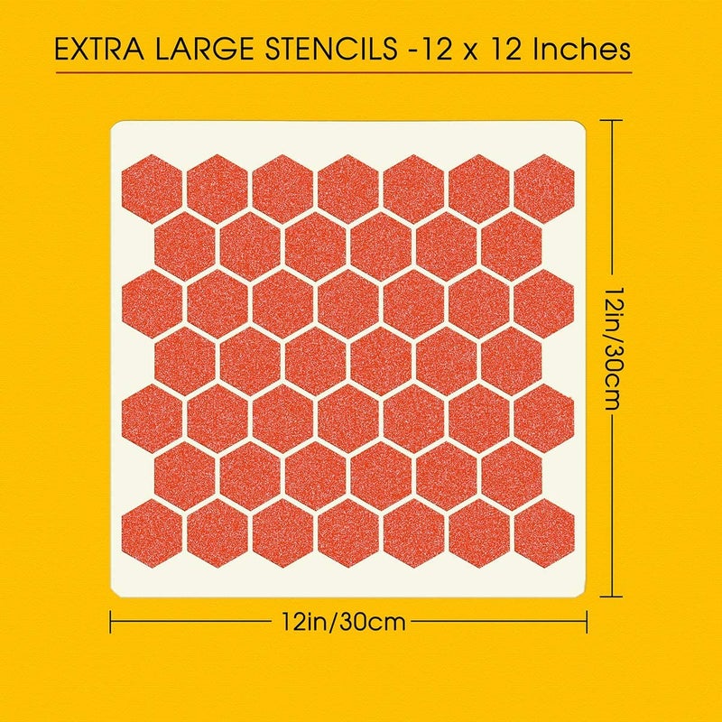 Ivanas 6 Set Geometric Tile Stencils 12 x 12 Inch - Art Painting Templates for Drawing Tracing DIY Furniture Wall Floor Fabric Home Decor - Image 2