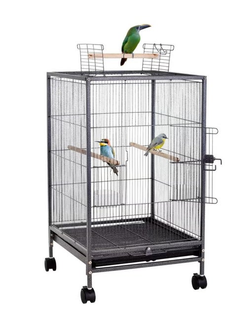 35-inch Wrought Iron Flight Bird Cage for Cockatiels Parakeets Pigeons Parrot Lovebird with Rolling Stand Bird Playground