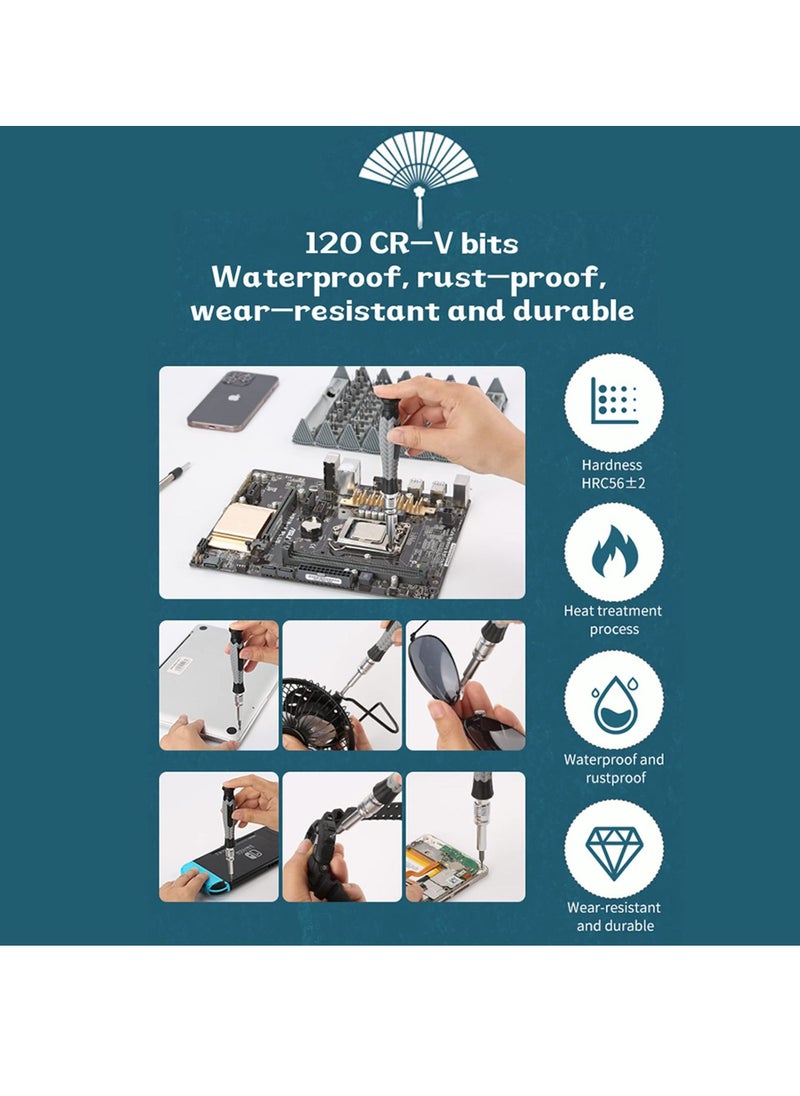 KASTWAVE - 126 in 1 Precision Screwdriver Set Magnetic Driver Kit with Flexible Shaft Electronics Repair Tool Kit for Mobile Phone Watch Computer Camera - Image 1