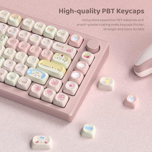 dagaladoo مجموعة مفاتيح dagaladoo PBT، مفاتيح MOA اللطيفة، مفاتيح وردية 60% 75% 100%، أغطية لوحة مفاتيح صب صبغ، 134 مفتاح مخصص لمفاتيح Gateron MX للوحة المفاتيح الميكانيكية - Image 3