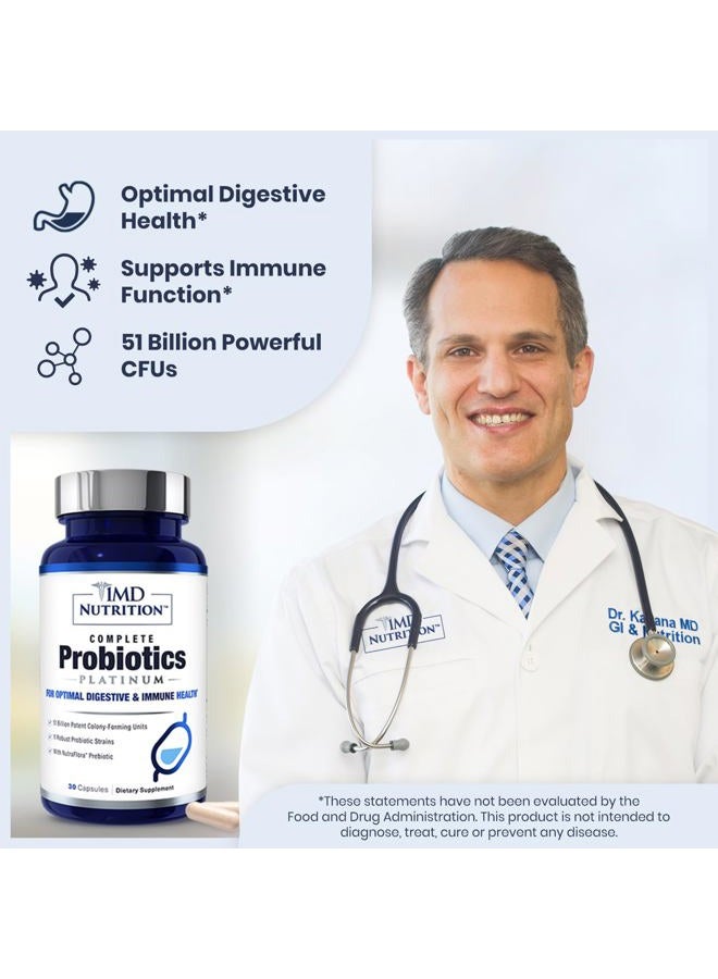 1MD Complete Probiotics Platinum | Supports Digestive Health | with Nourishing Prebiotics, 51 Billion Live CFU, 11 Strains, Dairy-Free | 30 Vegetable Capsules (2-Pack) - Image 2
