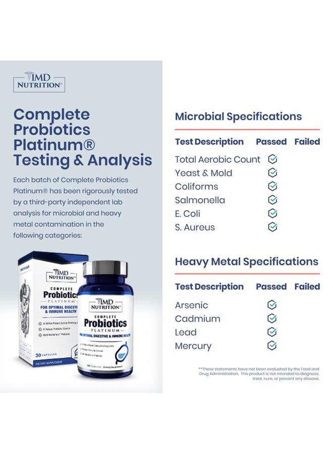 1MD Complete Probiotics Platinum | Supports Digestive Health | with Nourishing Prebiotics, 51 Billion Live CFU, 11 Strains, Dairy-Free | 30 Vegetable Capsules (2-Pack) - Image 3
