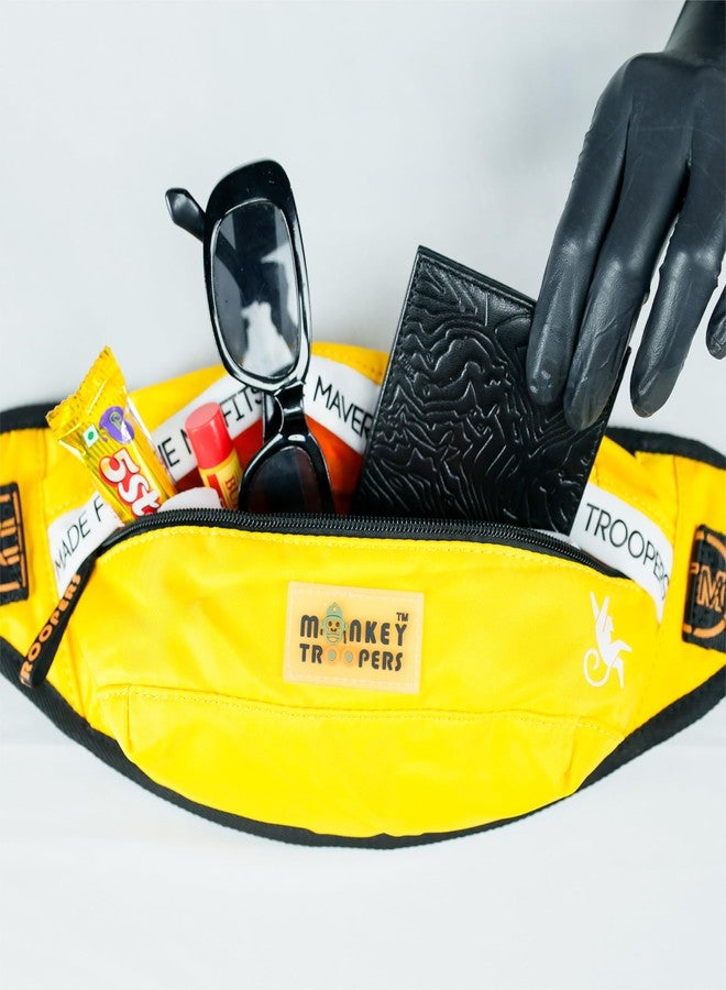 Monkey Troopers حقيبة الخصر MONKEY TROOPERS، حقيبة عبر الجسم، أساسية للمغامرات الصغيرة | خفيفة الوزن، متينة، وعصرية بسهولة | حقيبة صدر للرجال والنساء والأولاد والبنات، للسفر، والمشي في الطبيعة (أصفر) - Image 4