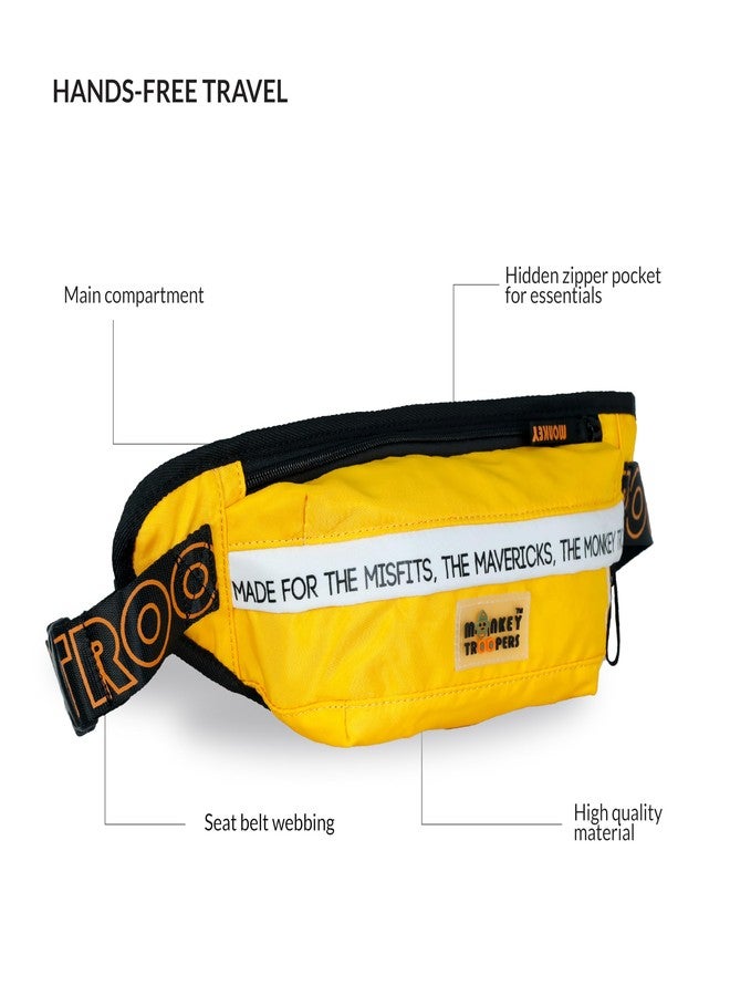 Monkey Troopers حقيبة الخصر MONKEY TROOPERS، حقيبة عبر الجسم، أساسية للمغامرات الصغيرة | خفيفة الوزن، متينة، وعصرية بسهولة | حقيبة صدر للرجال والنساء والأولاد والبنات، للسفر، والمشي في الطبيعة (أصفر) - Image 5