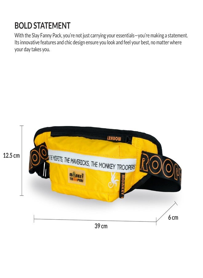 Monkey Troopers حقيبة الخصر MONKEY TROOPERS، حقيبة عبر الجسم، أساسية للمغامرات الصغيرة | خفيفة الوزن، متينة، وعصرية بسهولة | حقيبة صدر للرجال والنساء والأولاد والبنات، للسفر، والمشي في الطبيعة (أصفر) - Image 3