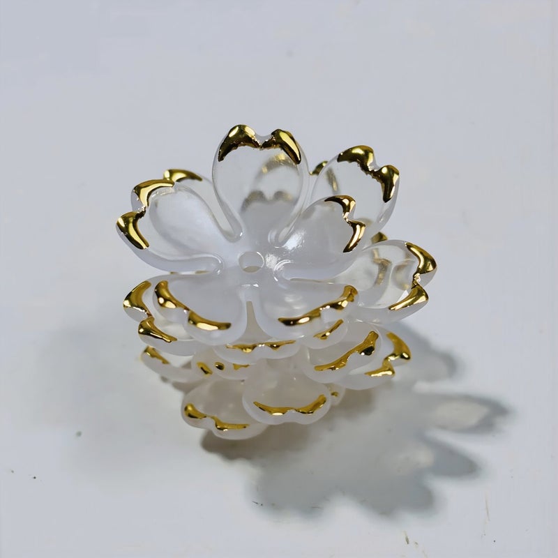 19mm Gold Edge Acrylic Cherry Flower Beads Yellow For DIY Hairpin Craft Supplies - Image 3
