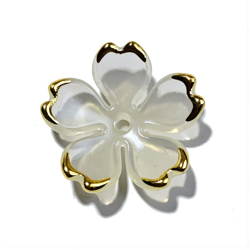19mm Gold Edge Acrylic Cherry Flower Beads Yellow For DIY Hairpin Craft Supplies - Image 4