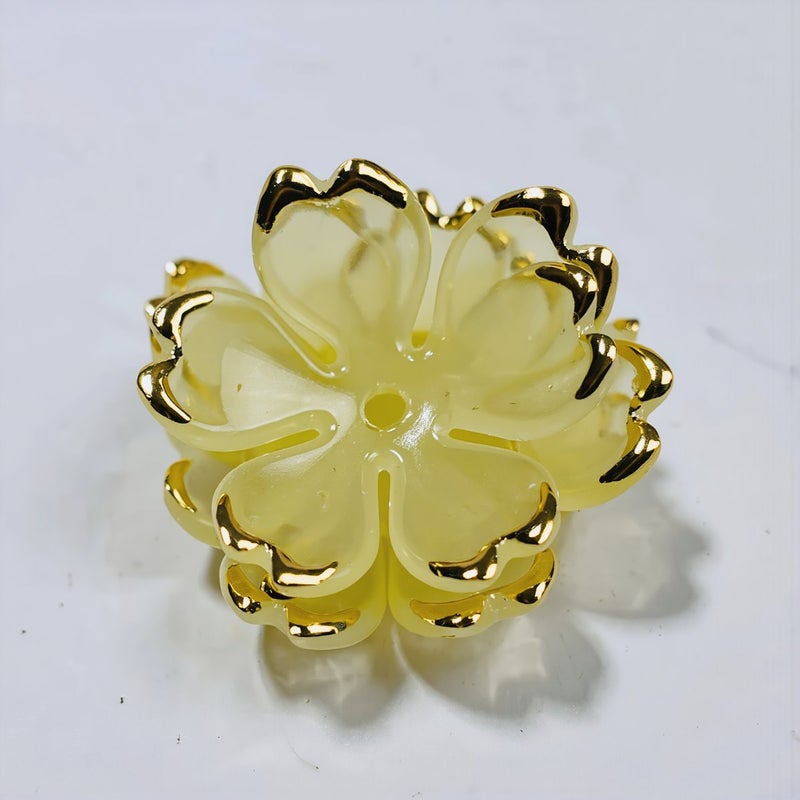 19mm Gold Edge Acrylic Cherry Flower Beads Yellow For DIY Hairpin Craft Supplies - Image 5