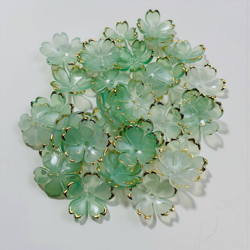 19mm Gold Edge Acrylic Cherry Flower Beads Yellow For DIY Hairpin Craft Supplies - Image 1