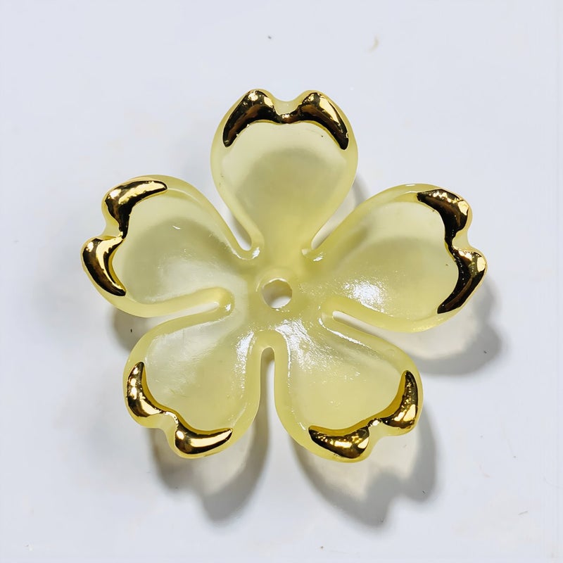 19mm Gold Edge Acrylic Cherry Flower Beads Yellow For DIY Hairpin Craft Supplies - Image 2