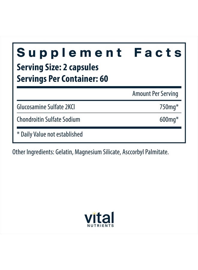 Vital Nutrients Glucosamine and Chondroitin | Support Healthy Joints, Mobility and Cartilage | Gluten, Dairy and Soy Free | 120 Capsules  - Image 2