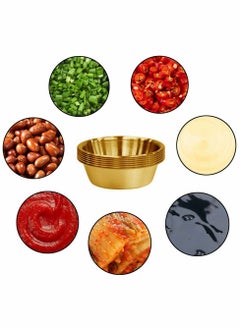 Y&D Stainless Steel Sauce Dish Seasoning Dishes Premium Sushi Dipping Bowl Saucers Metal Ramekins Mini Appetizer Plates Individual Condiment Cups (2.3OZ 6Pcs Gold)  - Image 2