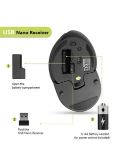 DELUX Ergonomic Wireless Vertical Silent Mouse 2.4G Usb Receiver 3 Dpi Levels (800 1200 1600) 6 Buttons Removable Wrist Rest For Laptop Pc (M618Plus Wirelessblack)  - Image 5
