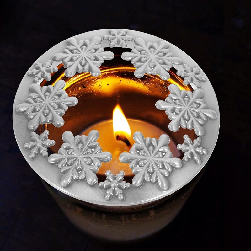 Healeved Candle Topper Scented Candles Cover Snowflake Metal Toppers to Burn Evenly Jar Shade Sleeves for Jars Accessories - Image 3
