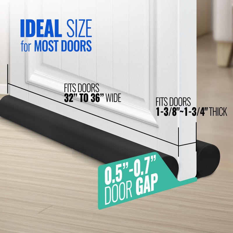 OSAMEDA Door Draft Stopper - 36 inch, Reduces Air Draft, Draft Stopper for Bottom of Door, Gap Filler, Door Seal for Improved Insulation, Black - Image 5