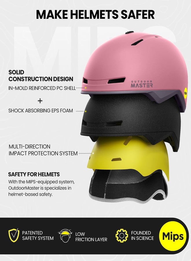 OutdoorMaster MIPS Ski Helmet with Ski Goggles PRO Set - Adjustable Fit Snowboard Helmet and Snow Goggles Set - Snow Sport Helmet for Men, Women & Youth - Matte Pink, L - Image 2