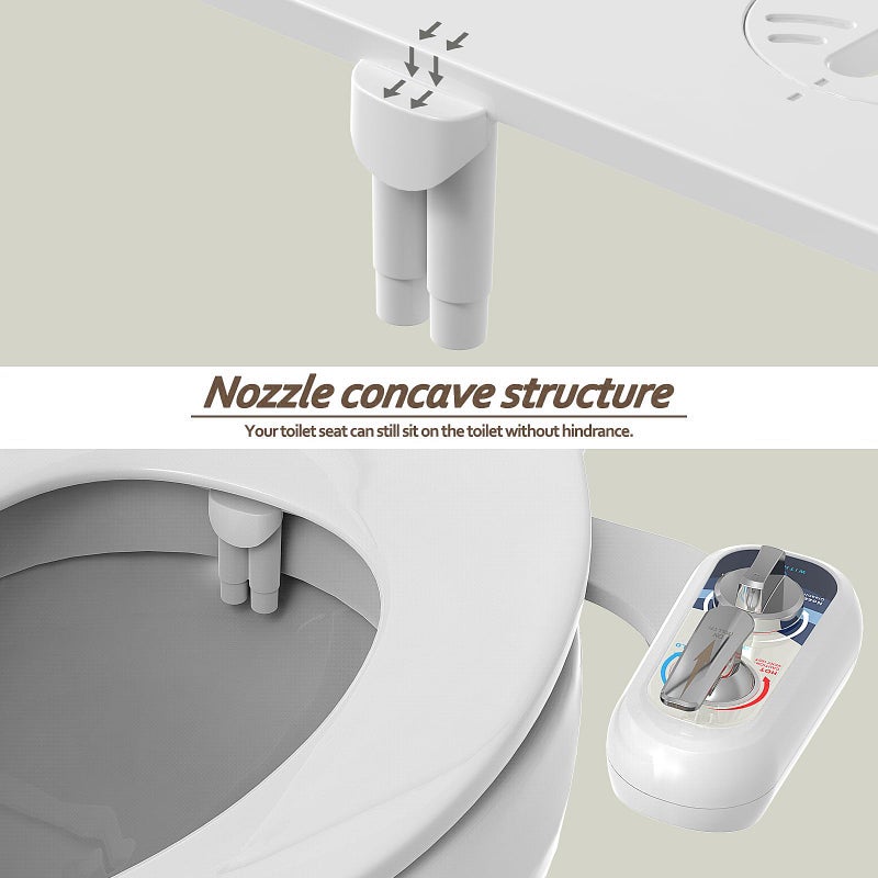 WITHLENT Bidet Attachment for Toilet Warm Water Left - Hot and Cold Self-Cleaning, Dual Nozzle, Non-Electric Bidet Attachment for Toilet Seat, Adjustable Water Pressure, Rear and Feminine Wash, Lever Control - Image 4