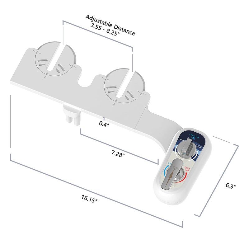 WITHLENT Bidet Attachment for Toilet Warm Water Left - Hot and Cold Self-Cleaning, Dual Nozzle, Non-Electric Bidet Attachment for Toilet Seat, Adjustable Water Pressure, Rear and Feminine Wash, Lever Control - Image 2