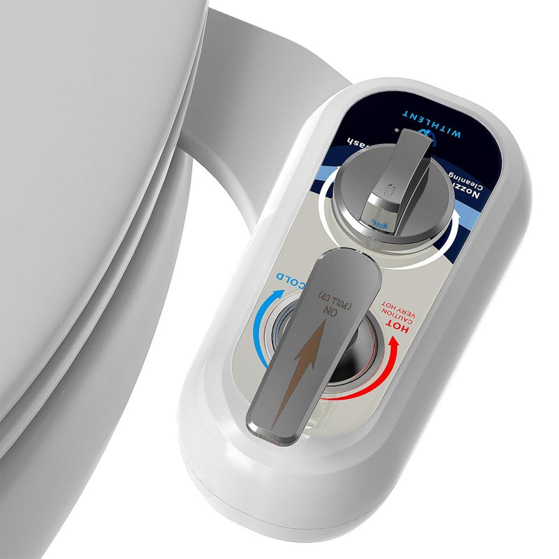 WITHLENT Bidet Attachment for Toilet Warm Water Left - Hot and Cold Self-Cleaning, Dual Nozzle, Non-Electric Bidet Attachment for Toilet Seat, Adjustable Water Pressure, Rear and Feminine Wash, Lever Control - Image 1