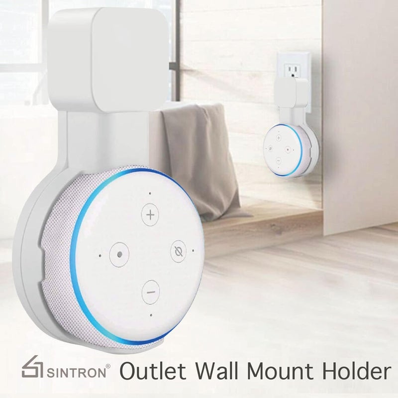 حامل حائط سينترون أبيض لـ Echo Dot، ملحقات أليكسا، حامل حائط ذكي لمنفذ المنزل لحامل مكبر صوت Amazon Echo Dot الجيل الثالث، بدون أسلاك فوضوية وملحقات موفرة للمساحة (أبيض) - Image 4