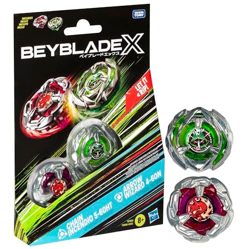 BeyBlade باي بليد إكس تشين إنسنديو 5-60HT وآرو ويزارد 4-60N مجموعة مزدوجة مع 2 قمة تدور لليمين؛ ألعاب قتال القمة للأولاد والبنات بعمر 8 سنوات - Image 1