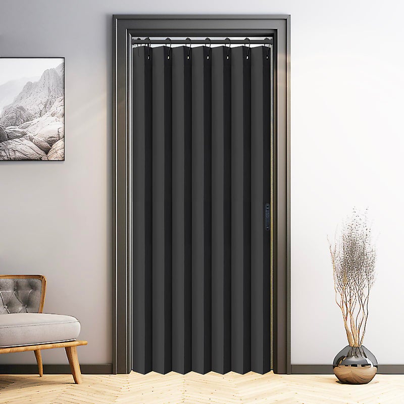 Vatge Closet Door Curtain Room Divider Drapes Pleated Folding Style Curtains for Doorways Curtain for Bedroom Without Door1 Panel with Tieback W39 x L78 Black