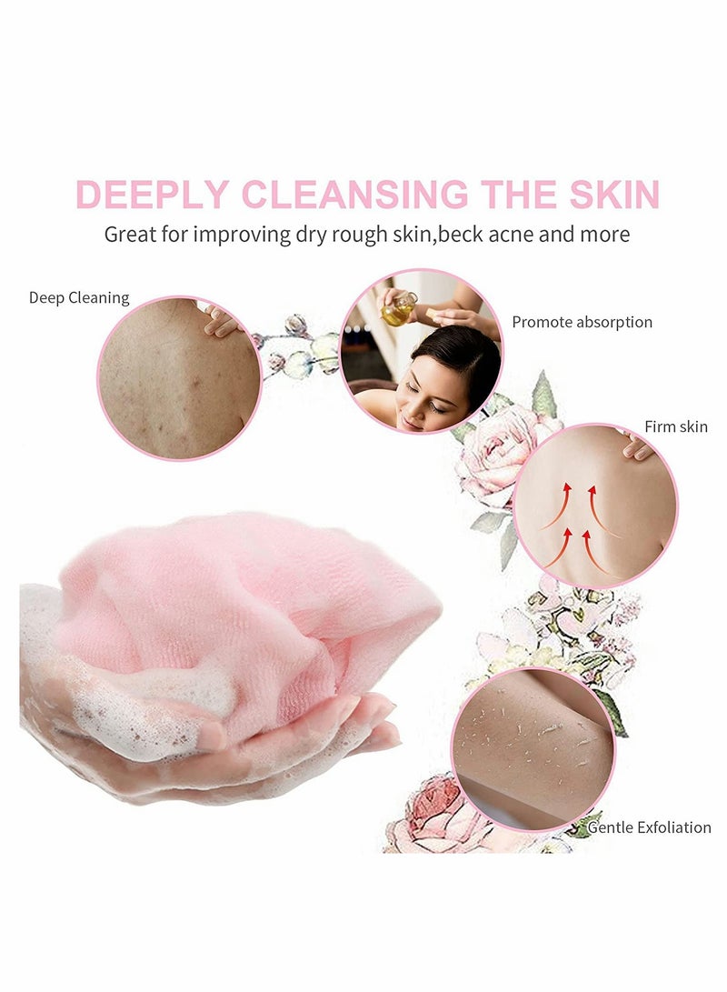 SYOSI Bath Washcloth, Exfoliating Washcloth Towel 4PCS, Washcloth Nylon Beauty Skin Bath Wash Towel Sponge, Back Scrubber Washer for Shower, Body Scrub Rag Brush Loofah Exfoliator for Body Exfoliation - Image 2