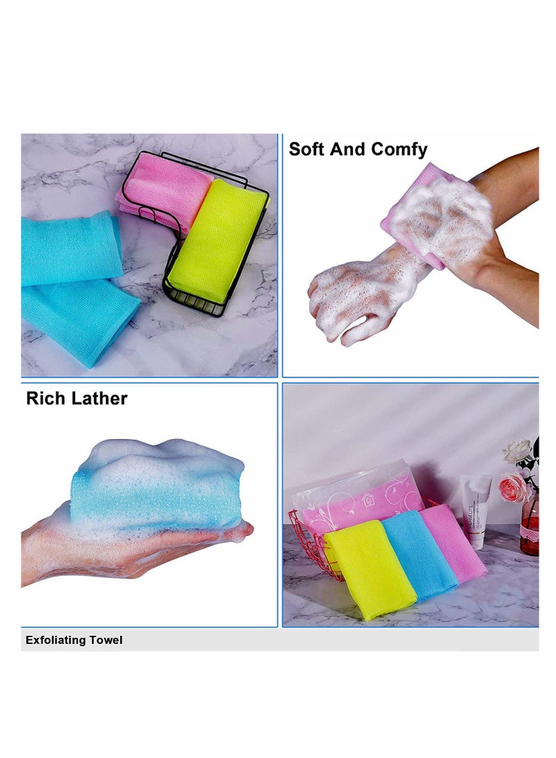 SYOSI Bath Washcloth, Exfoliating Washcloth Towel 4PCS, Washcloth Nylon Beauty Skin Bath Wash Towel Sponge, Back Scrubber Washer for Shower, Body Scrub Rag Brush Loofah Exfoliator for Body Exfoliation - Image 4
