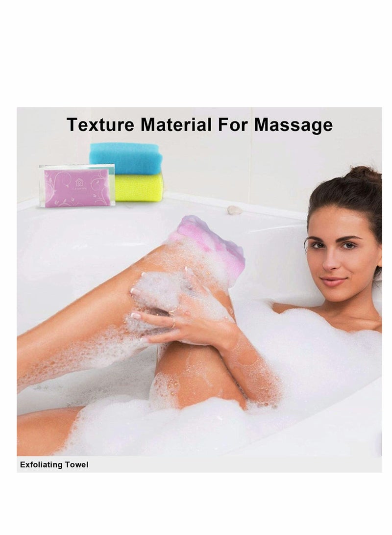 SYOSI Bath Washcloth, Exfoliating Washcloth Towel 4PCS, Washcloth Nylon Beauty Skin Bath Wash Towel Sponge, Back Scrubber Washer for Shower, Body Scrub Rag Brush Loofah Exfoliator for Body Exfoliation - Image 3
