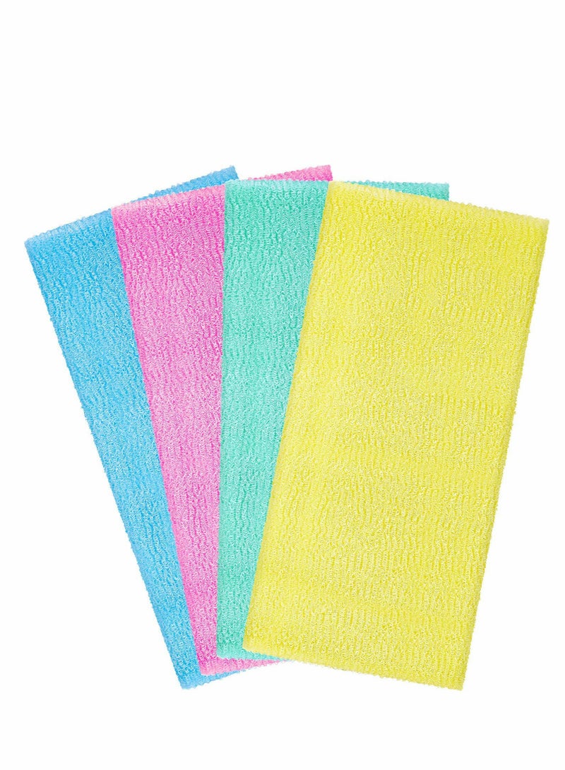 SYOSI Bath Washcloth, Exfoliating Washcloth Towel 4PCS, Washcloth Nylon Beauty Skin Bath Wash Towel Sponge, Back Scrubber Washer for Shower, Body Scrub Rag Brush Loofah Exfoliator for Body Exfoliation - Image 1