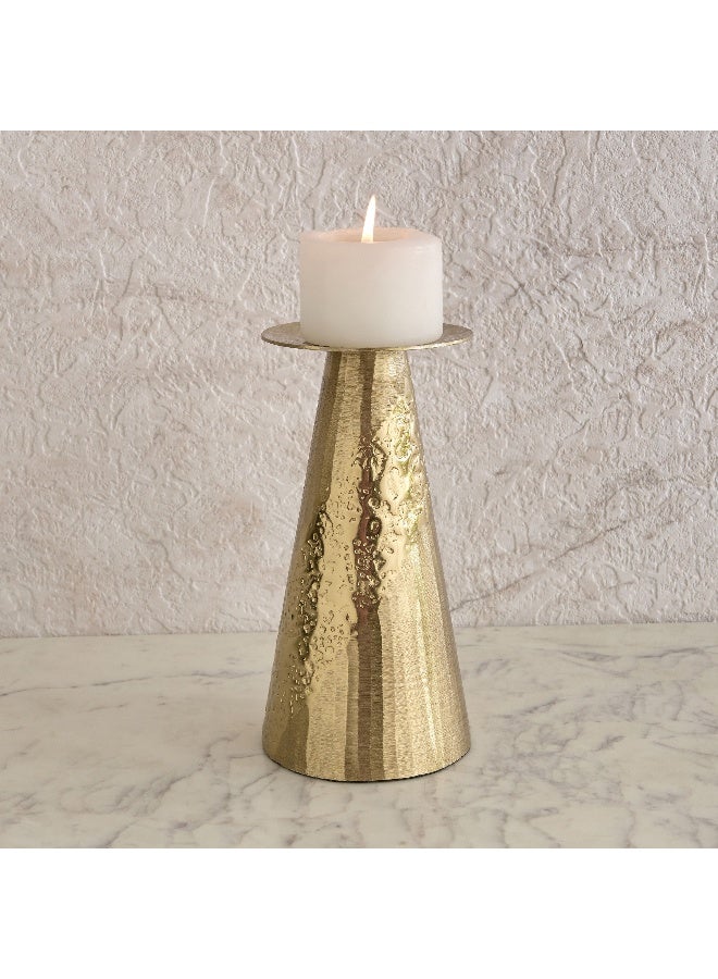 Home Box Melrose Litt Aluminium Textured Pillar Candleholder - 12x12x24 cm - Image 1