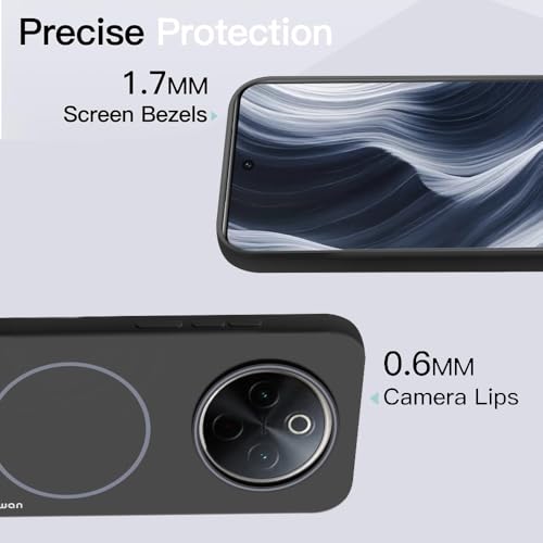 KARWAN®️ Magnetic Wireless Ultra Slim-Fit Back Case Cover for Vivo Y300 PRO / T4/ IQOOZ10 |Hard PC Case Cover| Ultra-Thin & Light Weight with [Ultra Premium Feel] Case (6.77") (Black) - Image 4