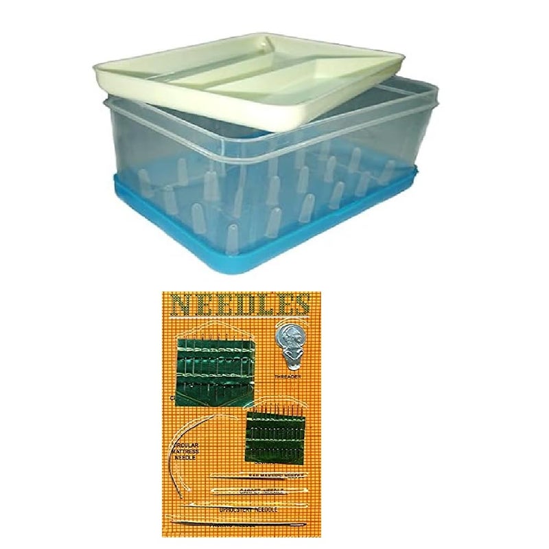DAIDSUKE New 24 Reels Storage Sewing Supplies Organizer Rectangular Tailoring Accessories Empty Box with 27 Needle Set Free Needle Empty Box Small Size 24 Spools Tailor kit Plastic Multi Color