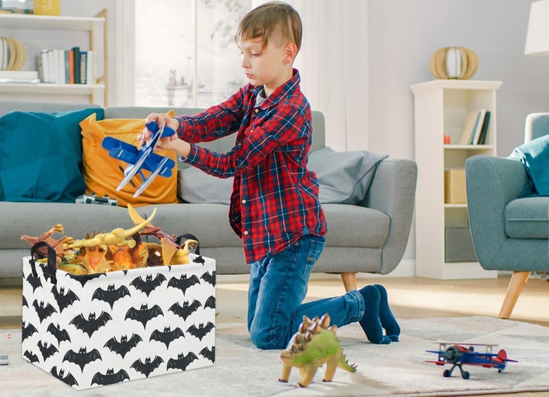 DDBASKET Batman Baskets for Kids Gift Basket Empty for Boys and Girls Rectangular Toy Storage Bins Organizer Bin Box Cute Bat Room Decor for Home(Black Bats) - Image 4