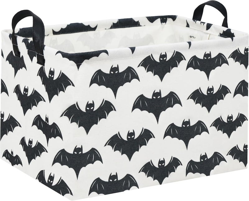 DDBASKET Batman Baskets for Kids Gift Basket Empty for Boys and Girls Rectangular Toy Storage Bins Organizer Bin Box Cute Bat Room Decor for Home(Black Bats) - Image 1