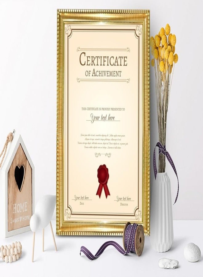 KDM HOME DECOR إطار صور وشهادات بحجم A4 من KDM HOME DECOR، مناسب لتزيين المنزل، غرفة المعيشة، المكتب، أو كهدية (8.2 × 11.6 بوصة)، ببطانة ذهبية اللون. - Image 1