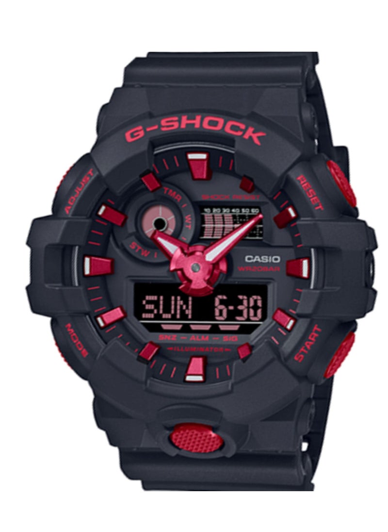 CASIO - G shock Ignite Red Colour Analog Digital Black Resin Wrist Watch for Men's GA-700BNR-1ADR - Image 1
