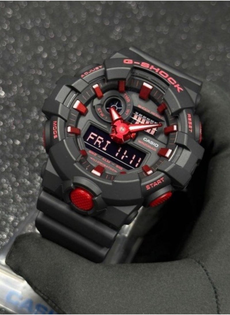 CASIO - G shock Ignite Red Colour Analog Digital Black Resin Wrist Watch for Men's GA-700BNR-1ADR - Image 1